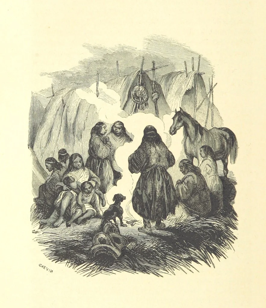 An illustration from Aventures les plus curieuses des voyageurs. Coup d'œil autour du monde, d'après les relations anciennes et modernes ... par M. Hombron. Ouvrage imité des Aventures des voyageurs par P. Blanchard, 1847, leaf 812