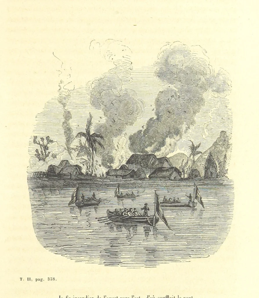 An illustration from Aventures les plus curieuses des voyageurs. Coup d'œil autour du monde, d'après les relations anciennes et modernes ... par M. Hombron. Ouvrage imité des Aventures des voyageurs par P. Blanchard, 1847, leaf 935