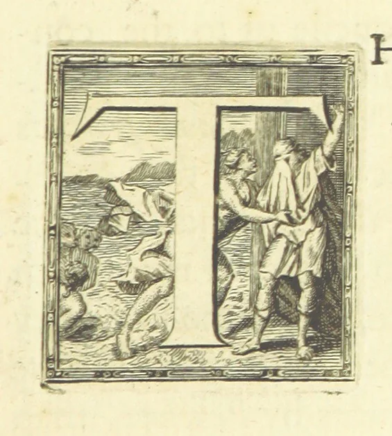 An illustration from The Odyssey of Homer. [Translated into English verse, by Pope, W. Broome, and E. Fenton; with notes by W. Broome.] (A general view of the Epic poem, and of the Iliad and Odyssey, extracted from Bossu. Postscript, by Mr Pope. Homer's Battle of the Frogs and Mice [translated by T. Parnell], corrected by Mr Pope.), 1725, leaf 93