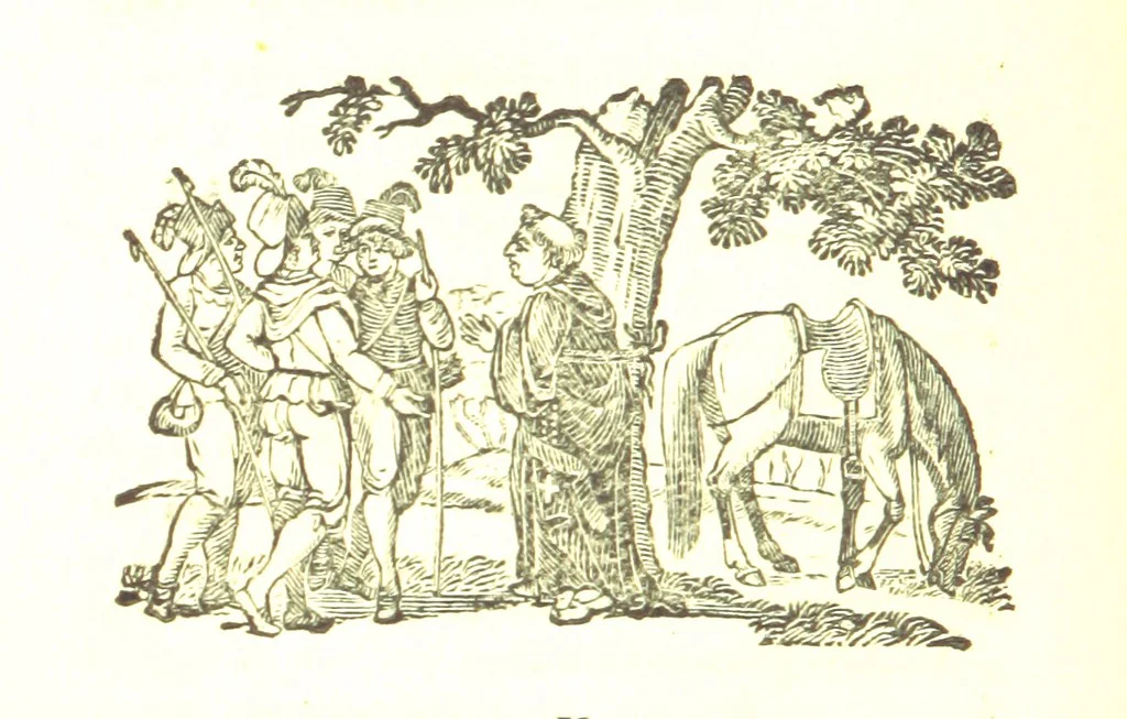 An illustration from Robin Hood; a collection of all the ancient poems, songs, and ballads now extant relative to that ... outlaw. To which are prefixed historical anecdotes of his life. [Edited by J. Ritson. With wood engravings by Thomas Bewick, 1795, leaf 256