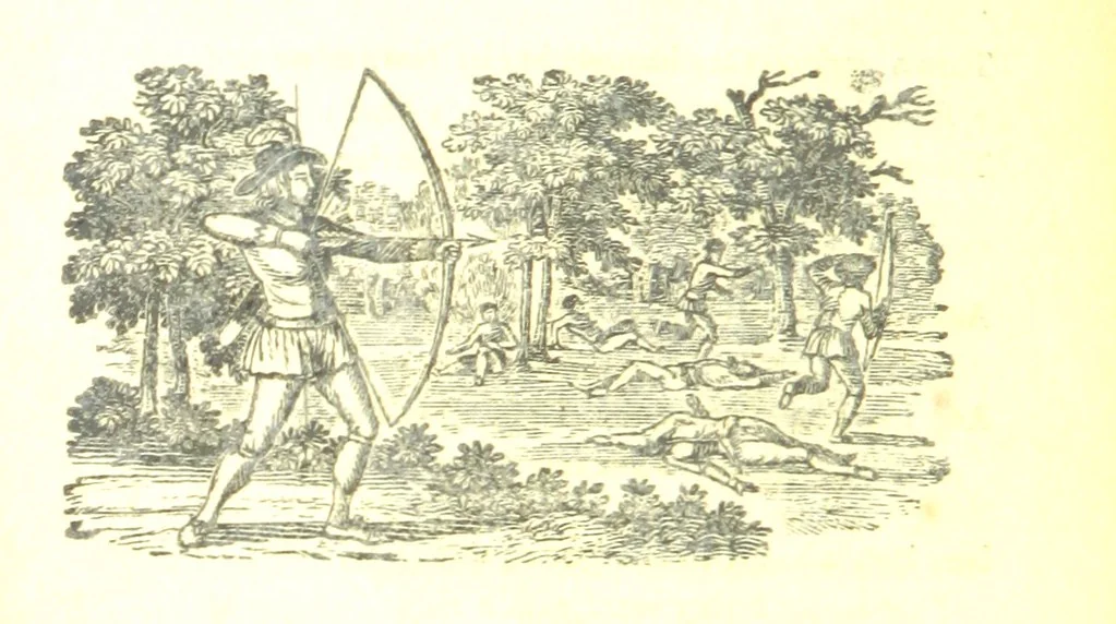 An illustration from Robin Hood; a collection of all the ancient poems, songs, and ballads now extant relative to that ... outlaw. To which are prefixed historical anecdotes of his life. [Edited by J. Ritson. With wood engravings by Thomas Bewick, 1795, leaf 316