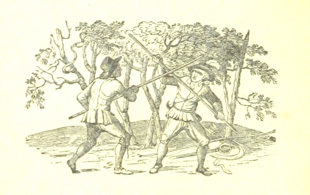An illustration from Robin Hood; a collection of all the ancient poems, songs, and ballads now extant relative to that ... outlaw. To which are prefixed historical anecdotes of his life. [Edited by J. Ritson. With wood engravings by Thomas Bewick, 1795, leaf 334