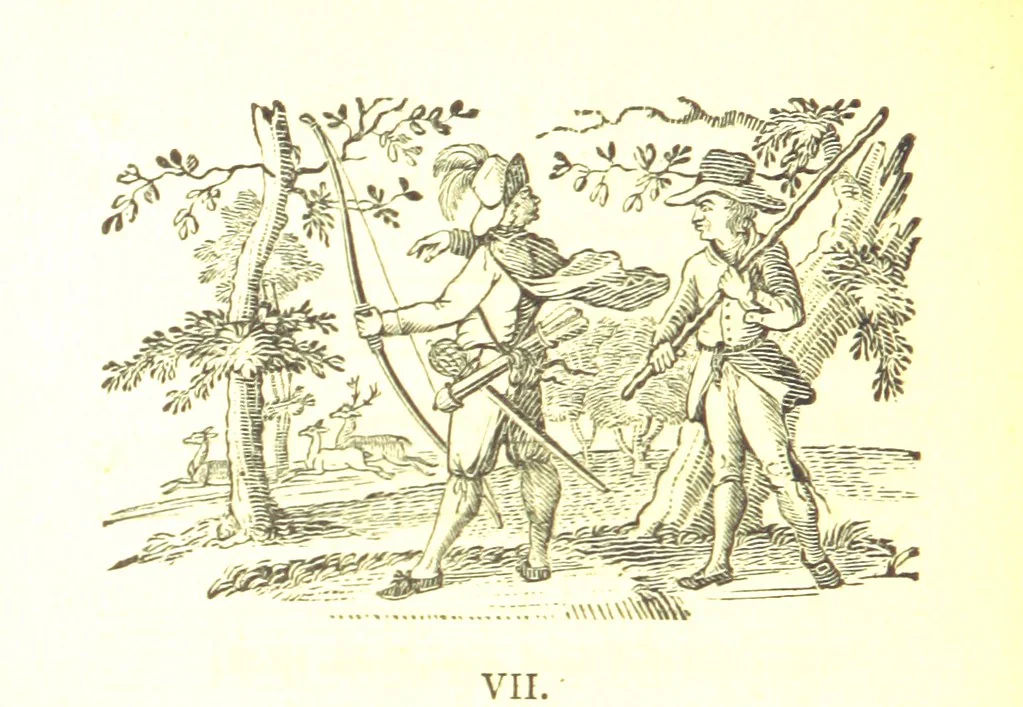 An illustration from Robin Hood; a collection of all the ancient poems, songs, and ballads now extant relative to that ... outlaw. To which are prefixed historical anecdotes of his life. [Edited by J. Ritson. With wood engravings by Thomas Bewick, 1795, leaf 342
