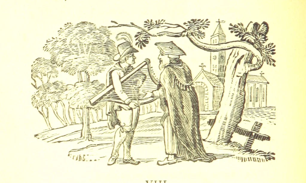 An illustration from Robin Hood; a collection of all the ancient poems, songs, and ballads now extant relative to that ... outlaw. To which are prefixed historical anecdotes of his life. [Edited by J. Ritson. With wood engravings by Thomas Bewick, 1795, leaf 350