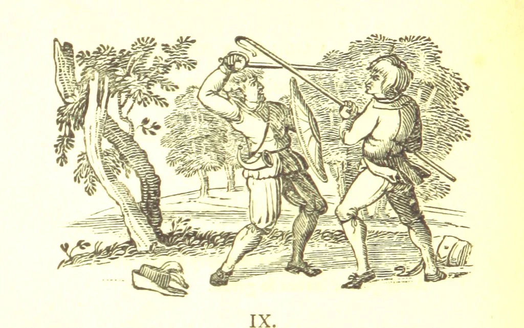 An illustration from Robin Hood; a collection of all the ancient poems, songs, and ballads now extant relative to that ... outlaw. To which are prefixed historical anecdotes of his life. [Edited by J. Ritson. With wood engravings by Thomas Bewick, 1795, leaf 356
