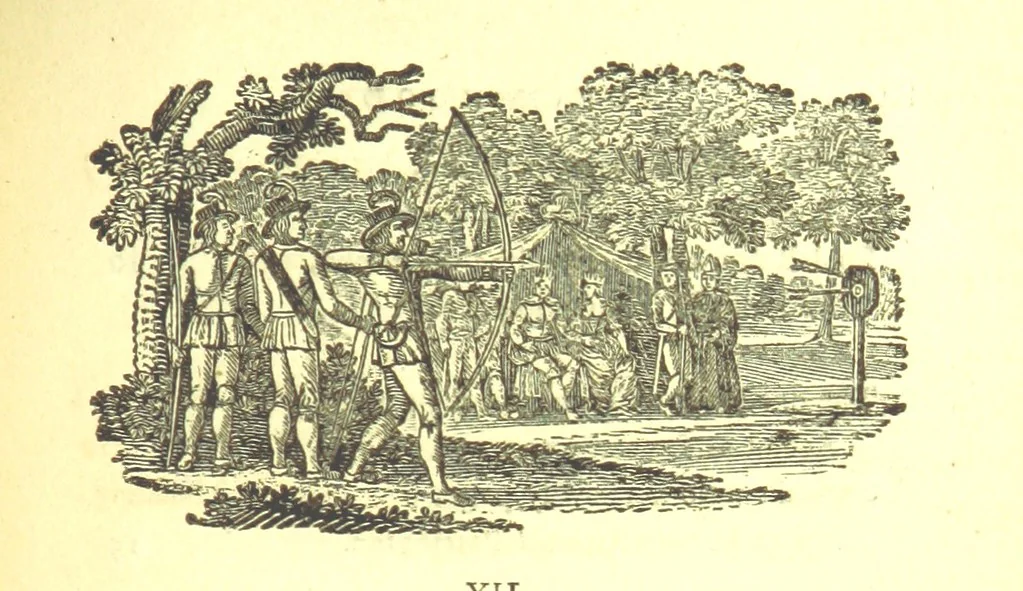 An illustration from Robin Hood; a collection of all the ancient poems, songs, and ballads now extant relative to that ... outlaw. To which are prefixed historical anecdotes of his life. [Edited by J. Ritson. With wood engravings by Thomas Bewick, 1795, leaf 387