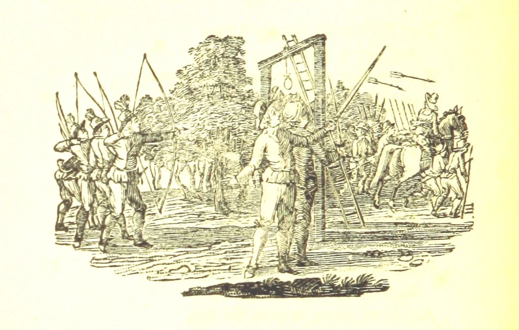 An illustration from Robin Hood; a collection of all the ancient poems, songs, and ballads now extant relative to that ... outlaw. To which are prefixed historical anecdotes of his life. [Edited by J. Ritson. With wood engravings by Thomas Bewick, 1795, leaf 406