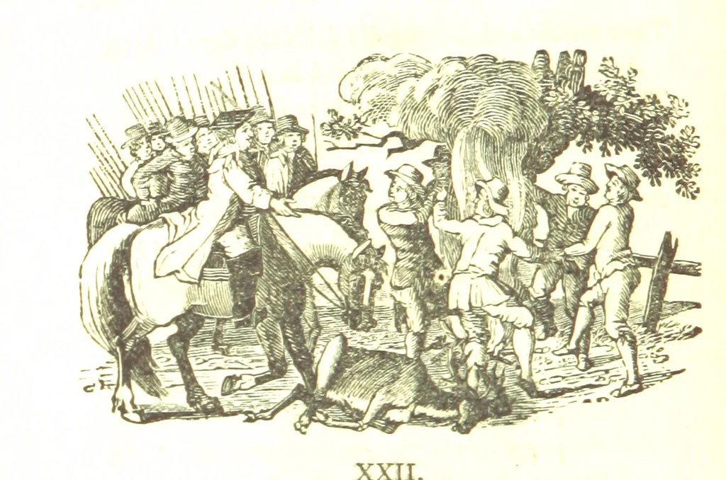 An illustration from Robin Hood; a collection of all the ancient poems, songs, and ballads now extant relative to that ... outlaw. To which are prefixed historical anecdotes of his life. [Edited by J. Ritson. With wood engravings by Thomas Bewick, 1795, leaf 450