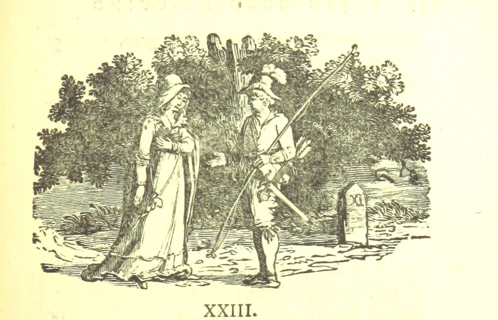 An illustration from Robin Hood; a collection of all the ancient poems, songs, and ballads now extant relative to that ... outlaw. To which are prefixed historical anecdotes of his life. [Edited by J. Ritson. With wood engravings by Thomas Bewick, 1795, leaf 455