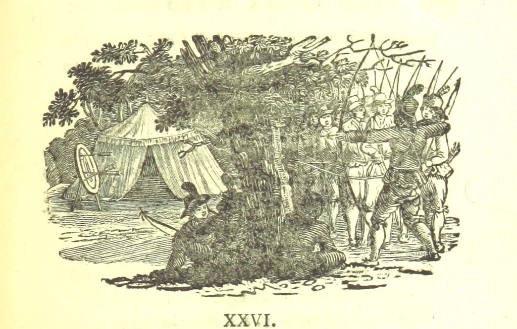 An illustration from Robin Hood; a collection of all the ancient poems, songs, and ballads now extant relative to that ... outlaw. To which are prefixed historical anecdotes of his life. [Edited by J. Ritson. With wood engravings by Thomas Bewick, 1795, leaf 475