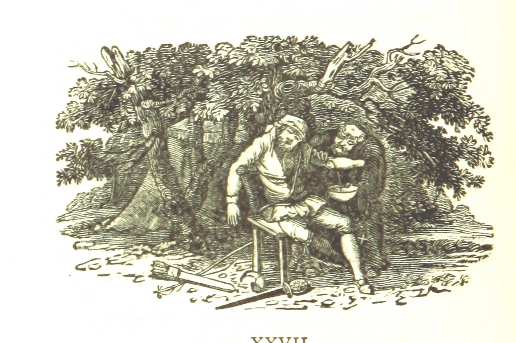 An illustration from Robin Hood; a collection of all the ancient poems, songs, and ballads now extant relative to that ... outlaw. To which are prefixed historical anecdotes of his life. [Edited by J. Ritson. With wood engravings by Thomas Bewick, 1795, leaf 482