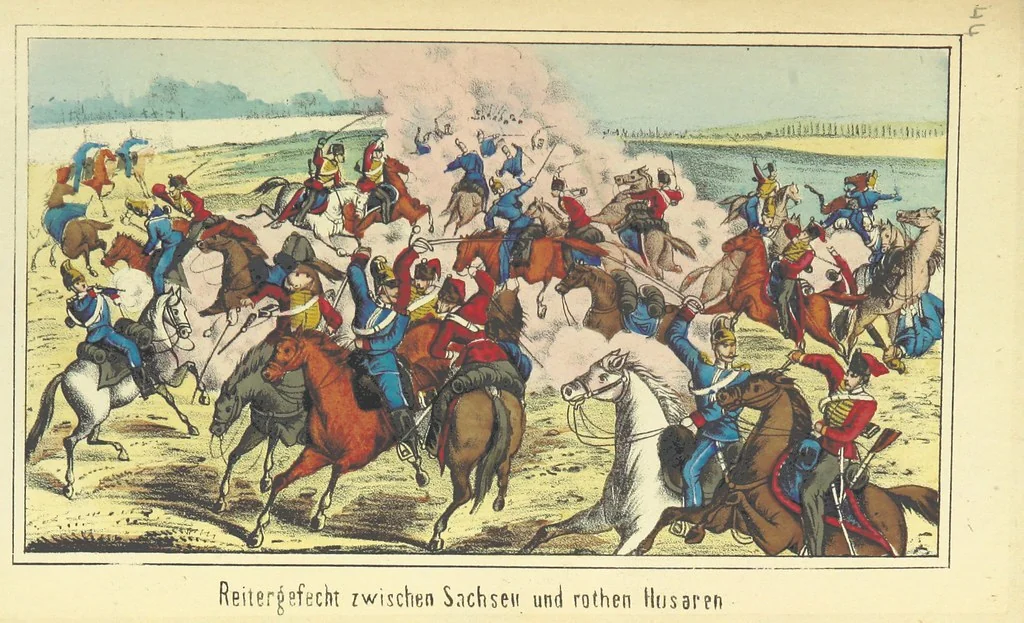 An illustration from Deutschlands Wiedergeburt. Chronik für das sächsische Volk. Getreue Darstellungen der-Feldzüge des ... Jahres 1866. ... Bearbeitet [by] E. H. [and] W. v. Trützschler, etc, 1868, leaf 161