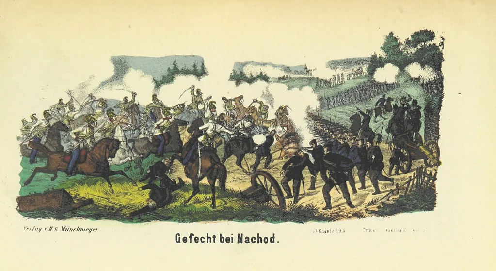 An illustration from Deutschlands Wiedergeburt. Chronik für das sächsische Volk. Getreue Darstellungen der-Feldzüge des ... Jahres 1866. ... Bearbeitet [by] E. H. [and] W. v. Trützschler, etc, 1868, leaf 361
