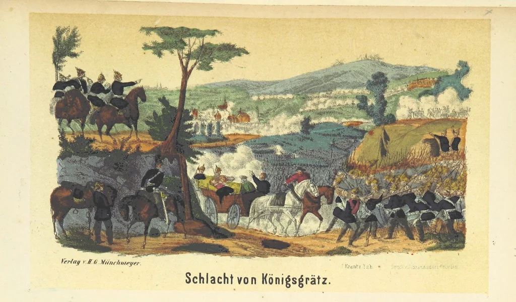 An illustration from Deutschlands Wiedergeburt. Chronik für das sächsische Volk. Getreue Darstellungen der-Feldzüge des ... Jahres 1866. ... Bearbeitet [by] E. H. [and] W. v. Trützschler, etc, 1868, leaf 61