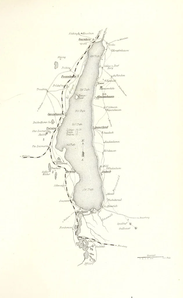 An illustration from Der Starnberger See, Bavaria. Eine Wanderung durch seine Uferorte. Wort und Bild von G. A. H. Holzschnitte von H. Wolf, 1876, leaf 101