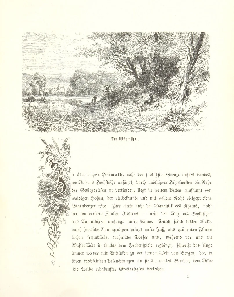 An illustration from Der Starnberger See, Bavaria. Eine Wanderung durch seine Uferorte. Wort und Bild von G. A. H. Holzschnitte von H. Wolf, 1876, leaf 11