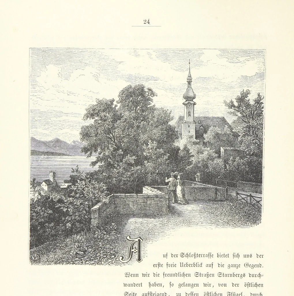 An illustration from Der Starnberger See, Bavaria. Eine Wanderung durch seine Uferorte. Wort und Bild von G. A. H. Holzschnitte von H. Wolf, 1876, leaf 34