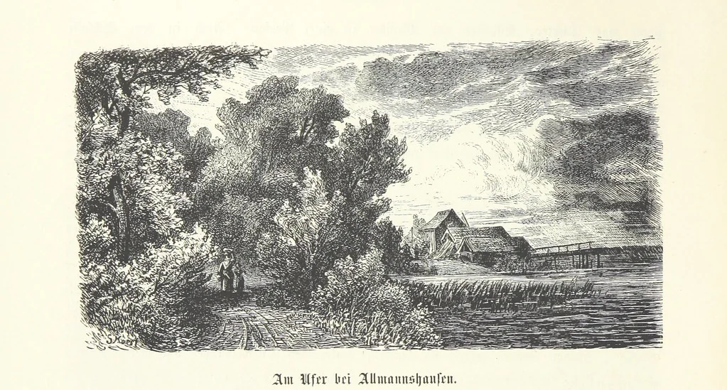 An illustration from Der Starnberger See, Bavaria. Eine Wanderung durch seine Uferorte. Wort und Bild von G. A. H. Holzschnitte von H. Wolf, 1876, leaf 92