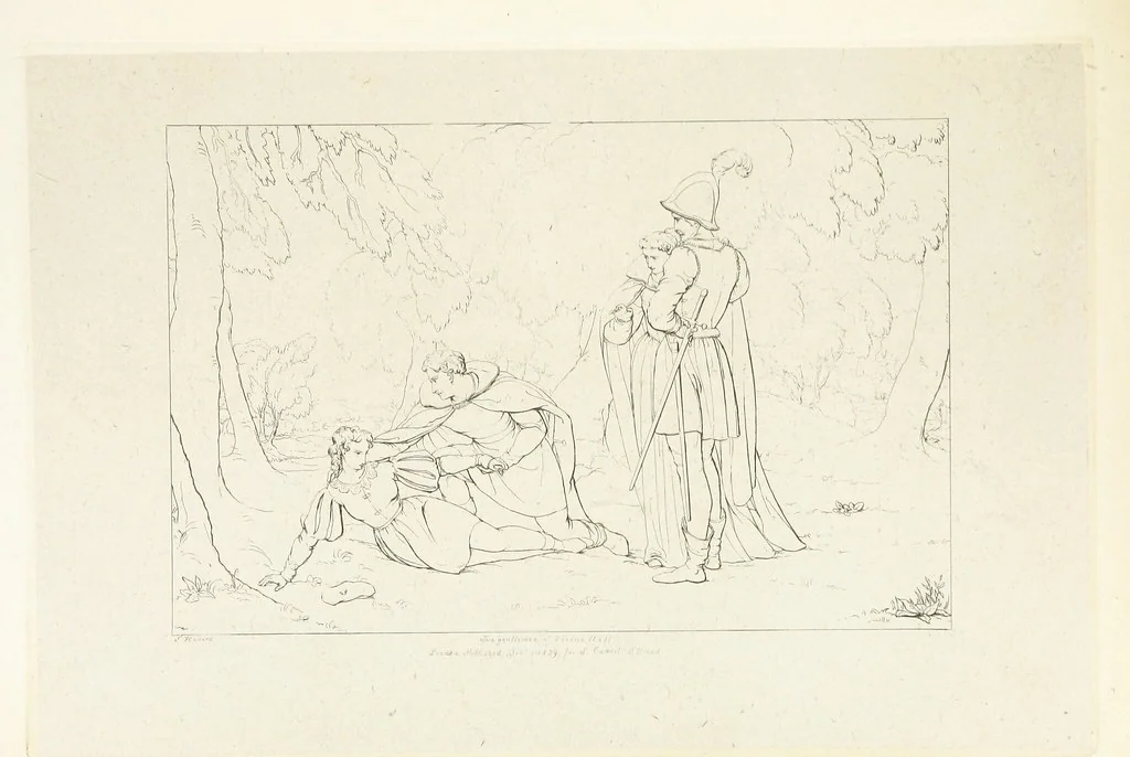 An illustration from The Spirit of the Plays of Shakspeare exhibited in a Series of Outline Plates, illustrative of the story of each play ... With quotations and descriptions. L.P, 1833, leaf 103