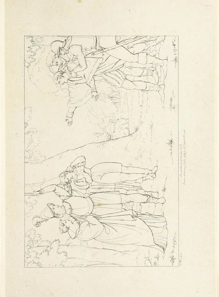 An illustration from The Spirit of the Plays of Shakspeare exhibited in a Series of Outline Plates, illustrative of the story of each play ... With quotations and descriptions. L.P, 1833, leaf 105