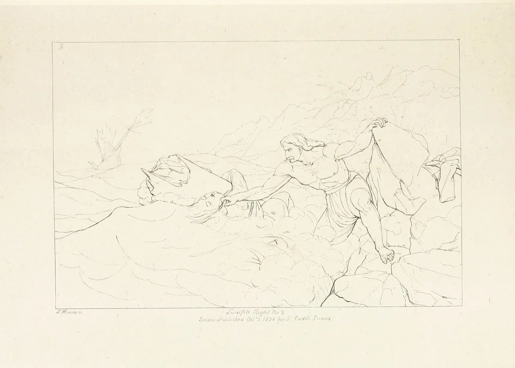 An illustration from The Spirit of the Plays of Shakspeare exhibited in a Series of Outline Plates, illustrative of the story of each play ... With quotations and descriptions. L.P, 1833, leaf 129