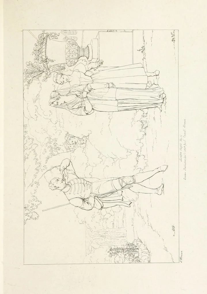 An illustration from The Spirit of the Plays of Shakspeare exhibited in a Series of Outline Plates, illustrative of the story of each play ... With quotations and descriptions. L.P, 1833, leaf 147