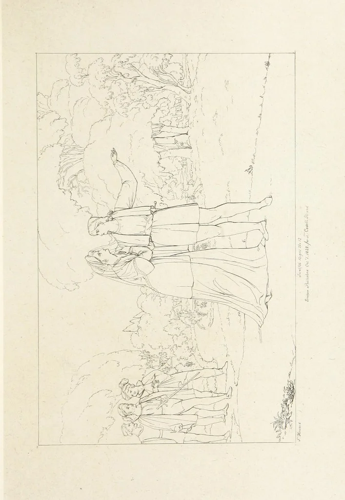 An illustration from The Spirit of the Plays of Shakspeare exhibited in a Series of Outline Plates, illustrative of the story of each play ... With quotations and descriptions. L.P, 1833, leaf 149