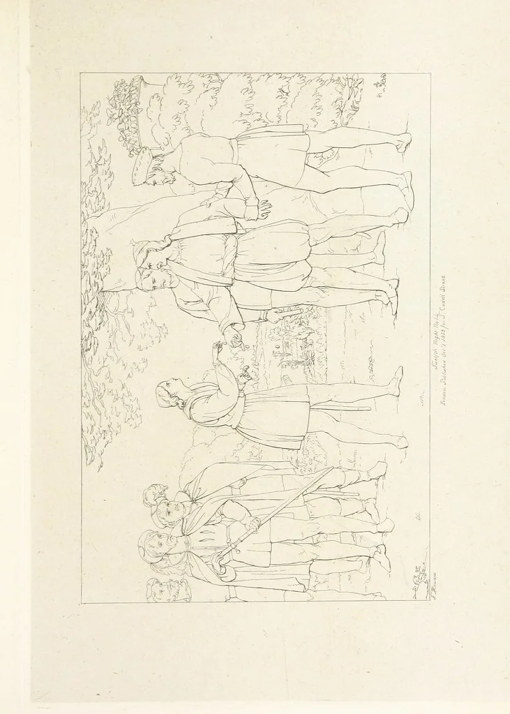 An illustration from The Spirit of the Plays of Shakspeare exhibited in a Series of Outline Plates, illustrative of the story of each play ... With quotations and descriptions. L.P, 1833, leaf 153