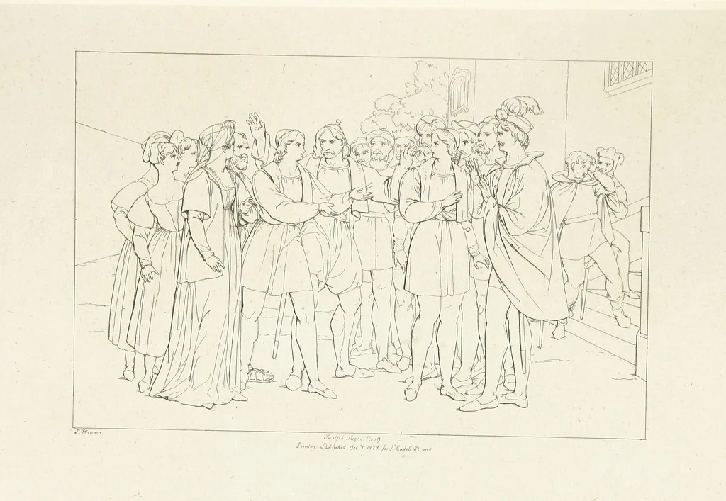 An illustration from The Spirit of the Plays of Shakspeare exhibited in a Series of Outline Plates, illustrative of the story of each play ... With quotations and descriptions. L.P, 1833, leaf 163