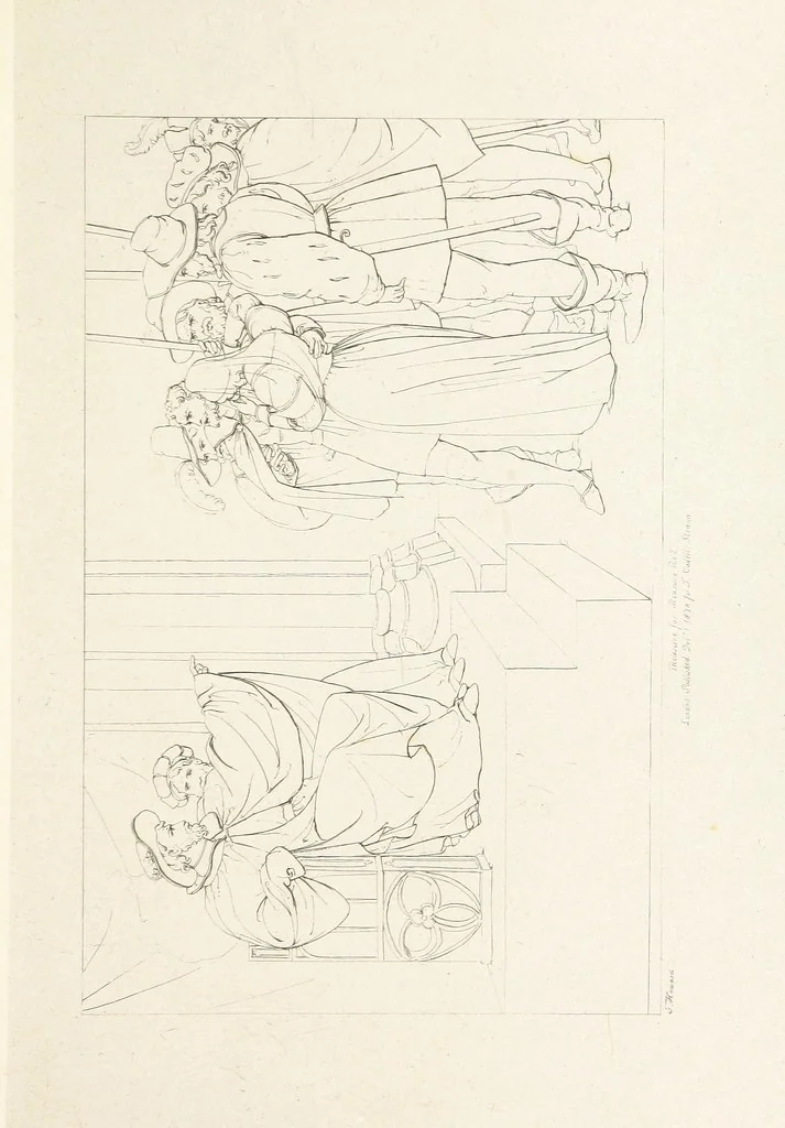 An illustration from The Spirit of the Plays of Shakspeare exhibited in a Series of Outline Plates, illustrative of the story of each play ... With quotations and descriptions. L.P, 1833, leaf 179