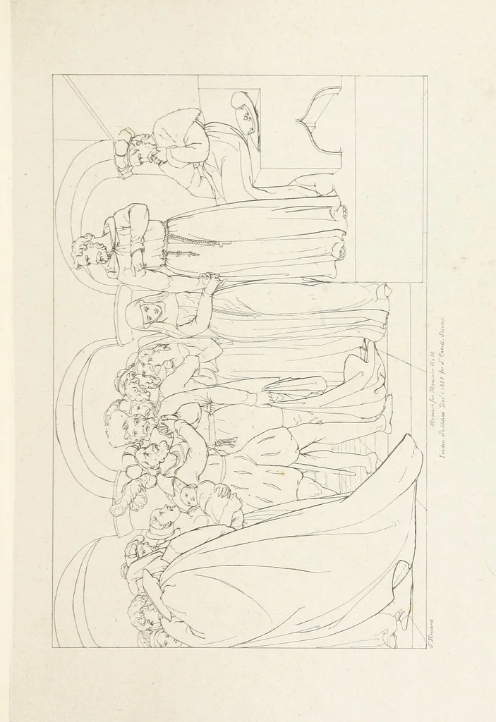An illustration from The Spirit of the Plays of Shakspeare exhibited in a Series of Outline Plates, illustrative of the story of each play ... With quotations and descriptions. L.P, 1833, leaf 199