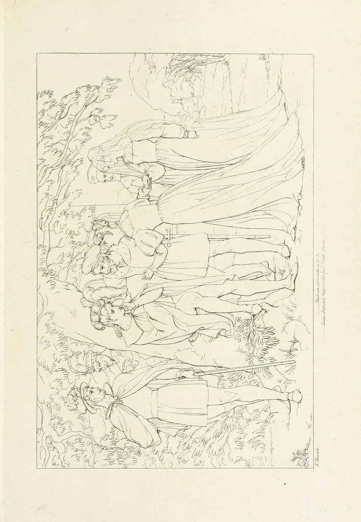 An illustration from The Spirit of the Plays of Shakspeare exhibited in a Series of Outline Plates, illustrative of the story of each play ... With quotations and descriptions. L.P, 1833, leaf 219