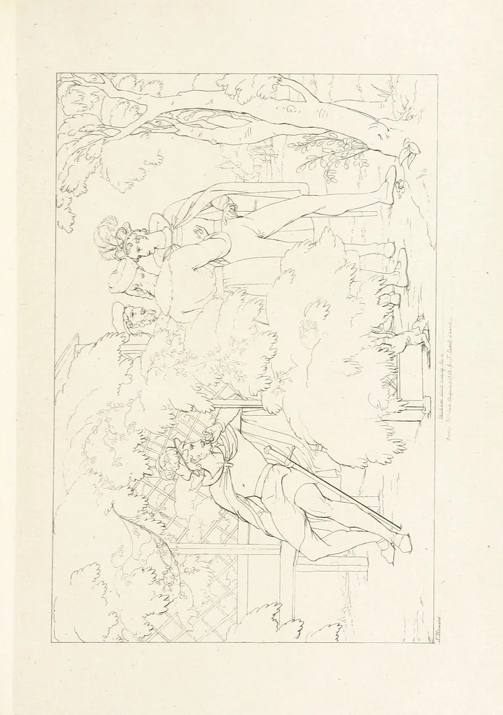 An illustration from The Spirit of the Plays of Shakspeare exhibited in a Series of Outline Plates, illustrative of the story of each play ... With quotations and descriptions. L.P, 1833, leaf 221