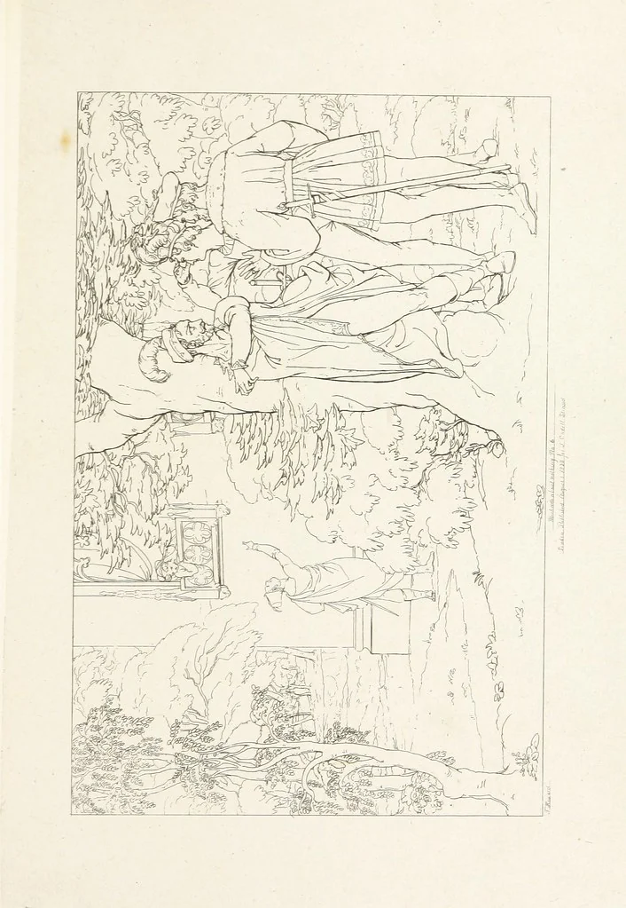 An illustration from The Spirit of the Plays of Shakspeare exhibited in a Series of Outline Plates, illustrative of the story of each play ... With quotations and descriptions. L.P, 1833, leaf 225
