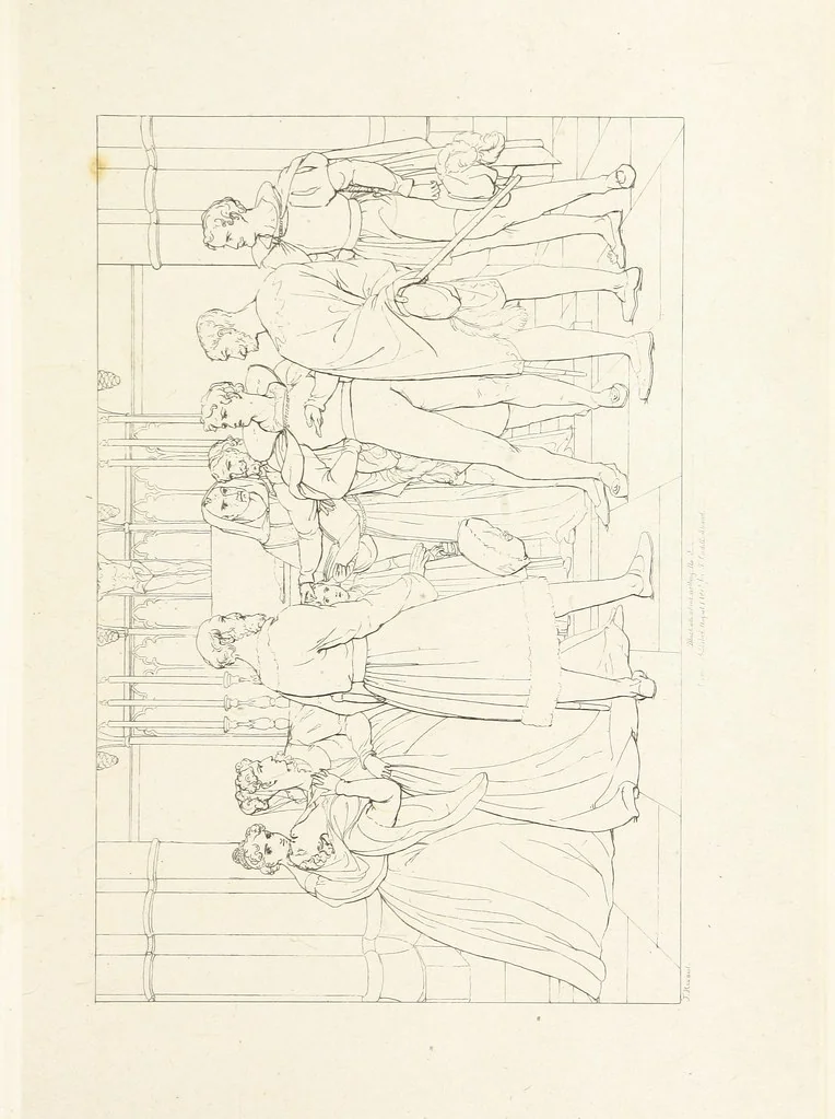 An illustration from The Spirit of the Plays of Shakspeare exhibited in a Series of Outline Plates, illustrative of the story of each play ... With quotations and descriptions. L.P, 1833, leaf 229