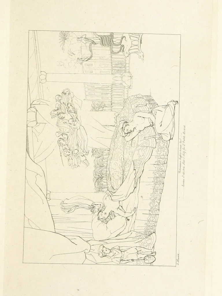 An illustration from The Spirit of the Plays of Shakspeare exhibited in a Series of Outline Plates, illustrative of the story of each play ... With quotations and descriptions. L.P, 1833, leaf 251