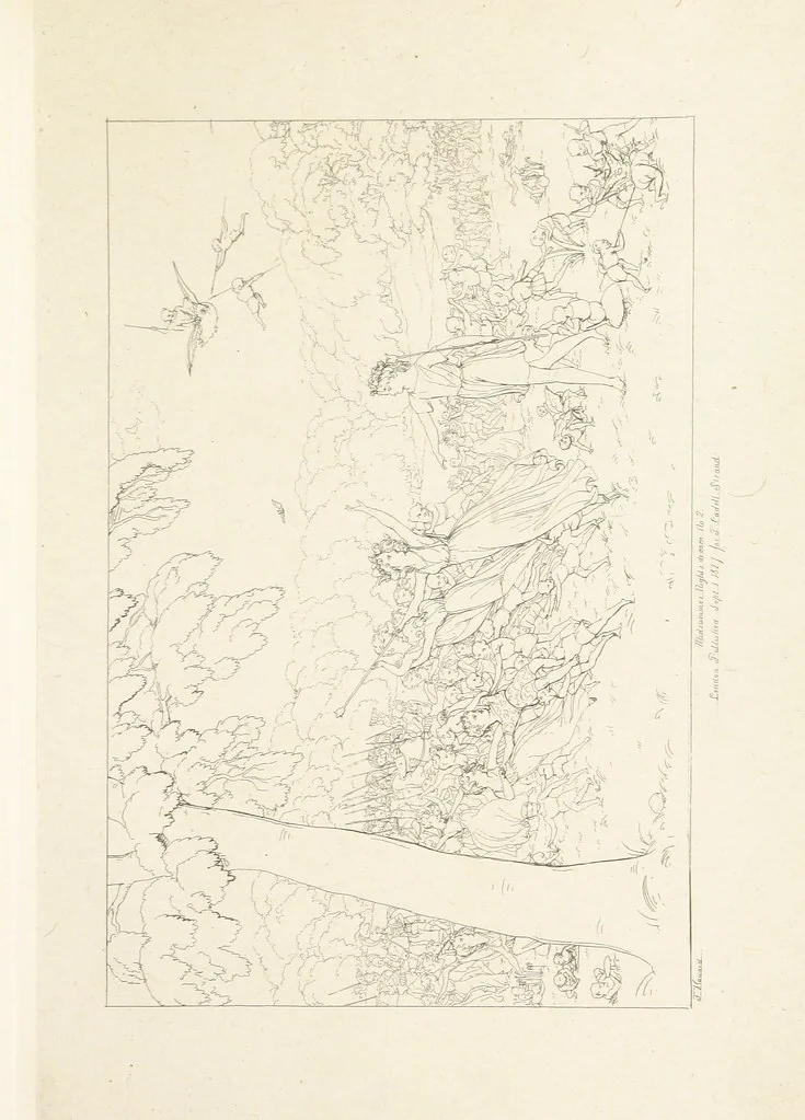 An illustration from The Spirit of the Plays of Shakspeare exhibited in a Series of Outline Plates, illustrative of the story of each play ... With quotations and descriptions. L.P, 1833, leaf 253