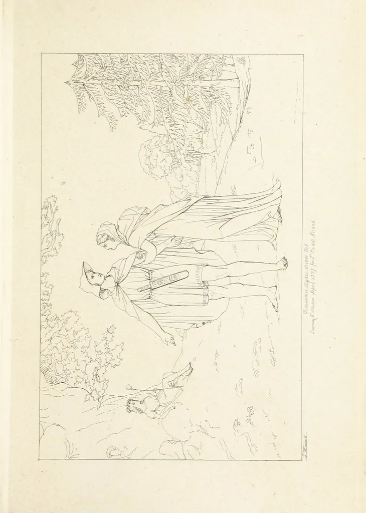 An illustration from The Spirit of the Plays of Shakspeare exhibited in a Series of Outline Plates, illustrative of the story of each play ... With quotations and descriptions. L.P, 1833, leaf 261