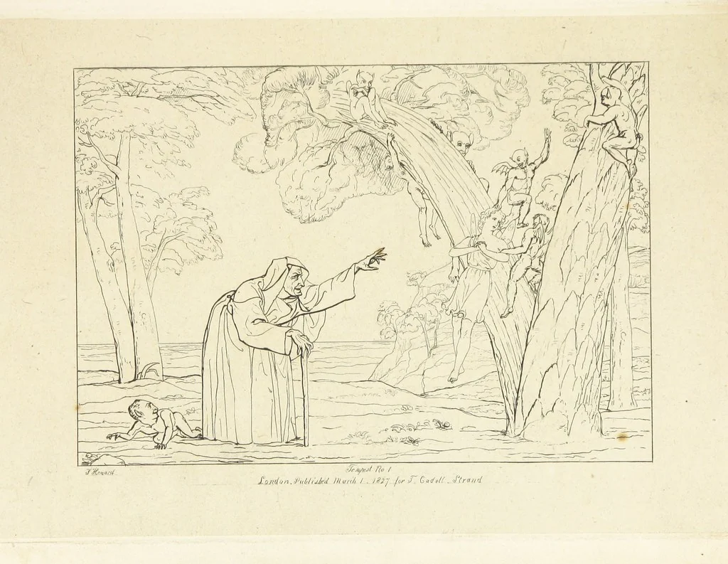 An illustration from The Spirit of the Plays of Shakspeare exhibited in a Series of Outline Plates, illustrative of the story of each play ... With quotations and descriptions. L.P, 1833, leaf 33