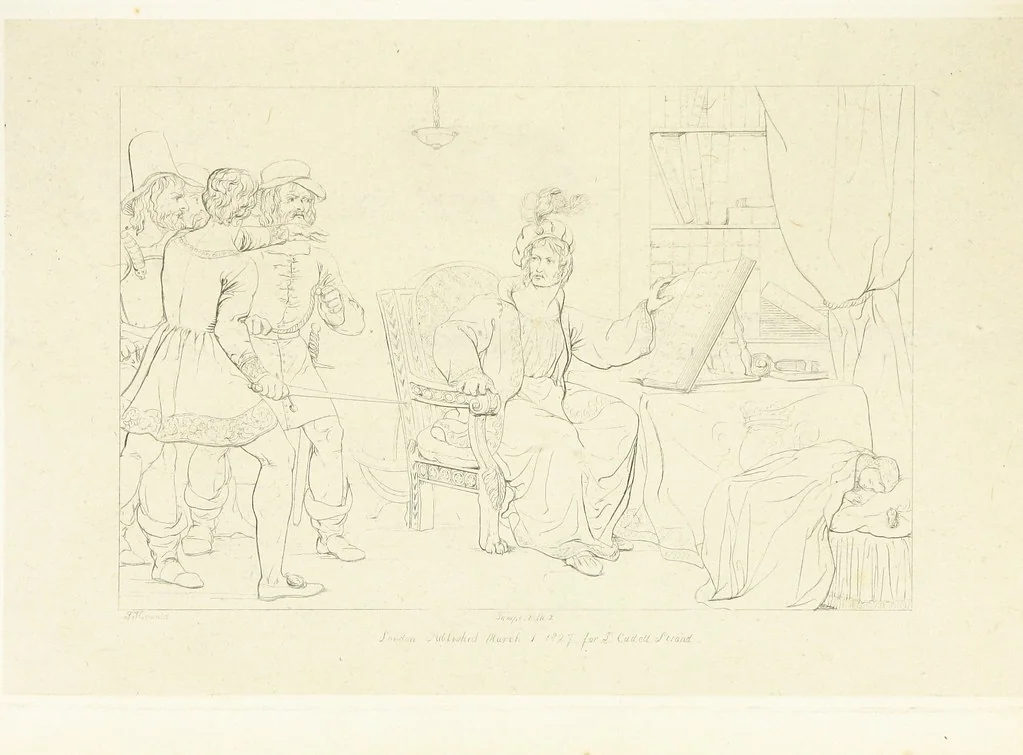 An illustration from The Spirit of the Plays of Shakspeare exhibited in a Series of Outline Plates, illustrative of the story of each play ... With quotations and descriptions. L.P, 1833, leaf 35