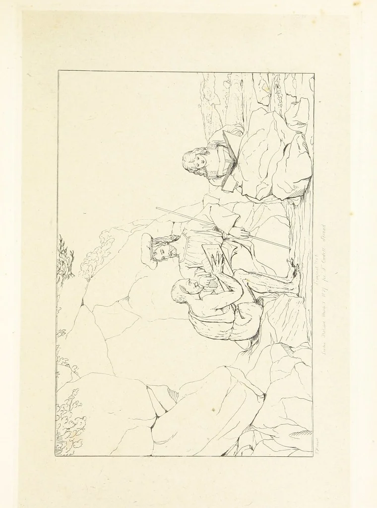 An illustration from The Spirit of the Plays of Shakspeare exhibited in a Series of Outline Plates, illustrative of the story of each play ... With quotations and descriptions. L.P, 1833, leaf 43