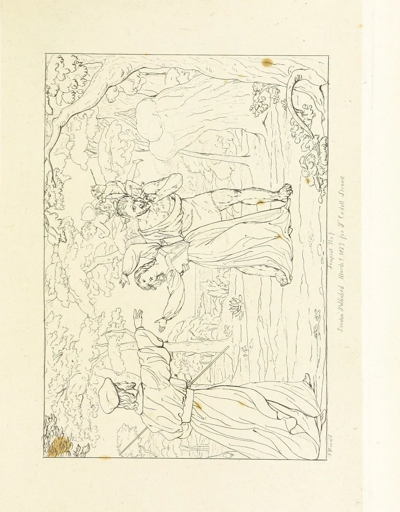 An illustration from The Spirit of the Plays of Shakspeare exhibited in a Series of Outline Plates, illustrative of the story of each play ... With quotations and descriptions. L.P, 1833, leaf 45
