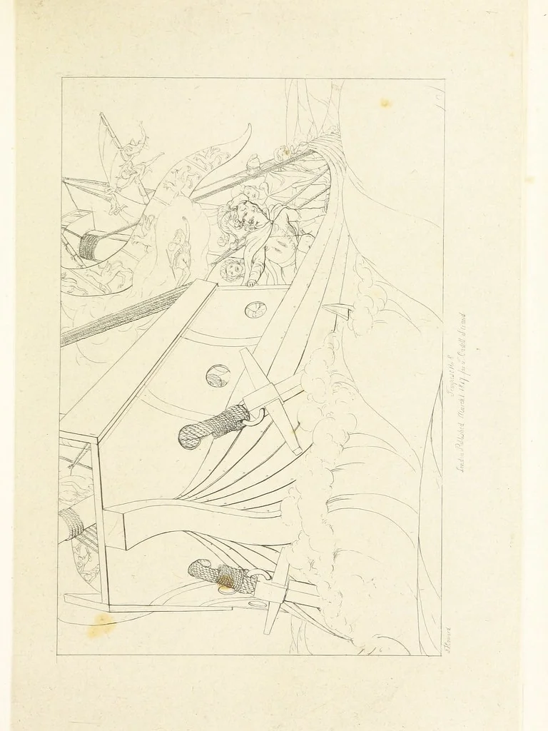 An illustration from The Spirit of the Plays of Shakspeare exhibited in a Series of Outline Plates, illustrative of the story of each play ... With quotations and descriptions. L.P, 1833, leaf 47