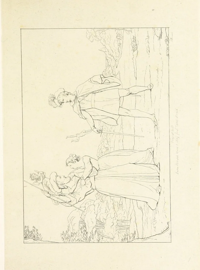 An illustration from The Spirit of the Plays of Shakspeare exhibited in a Series of Outline Plates, illustrative of the story of each play ... With quotations and descriptions. L.P, 1833, leaf 53