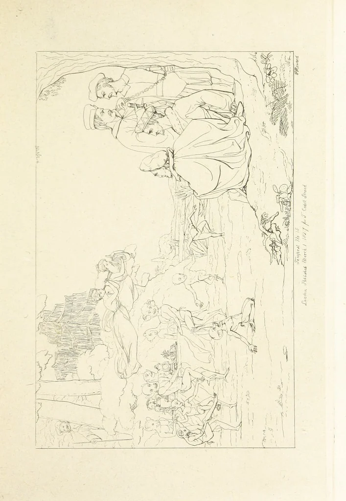 An illustration from The Spirit of the Plays of Shakspeare exhibited in a Series of Outline Plates, illustrative of the story of each play ... With quotations and descriptions. L.P, 1833, leaf 61