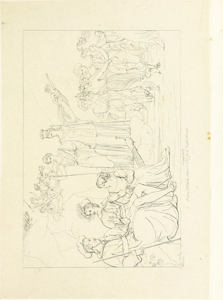 An illustration from The Spirit of the Plays of Shakspeare exhibited in a Series of Outline Plates, illustrative of the story of each play ... With quotations and descriptions. L.P, 1833, leaf 67