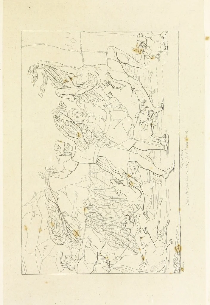 An illustration from The Spirit of the Plays of Shakspeare exhibited in a Series of Outline Plates, illustrative of the story of each play ... With quotations and descriptions. L.P, 1833, leaf 69