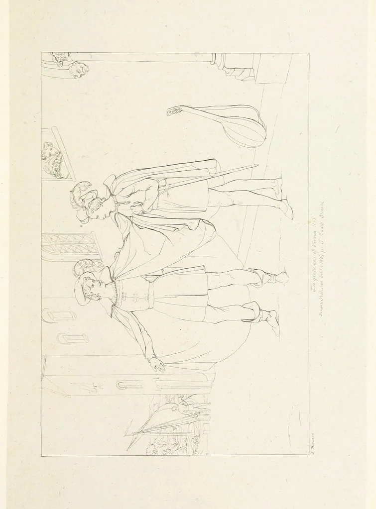 An illustration from The Spirit of the Plays of Shakspeare exhibited in a Series of Outline Plates, illustrative of the story of each play ... With quotations and descriptions. L.P, 1833, leaf 83