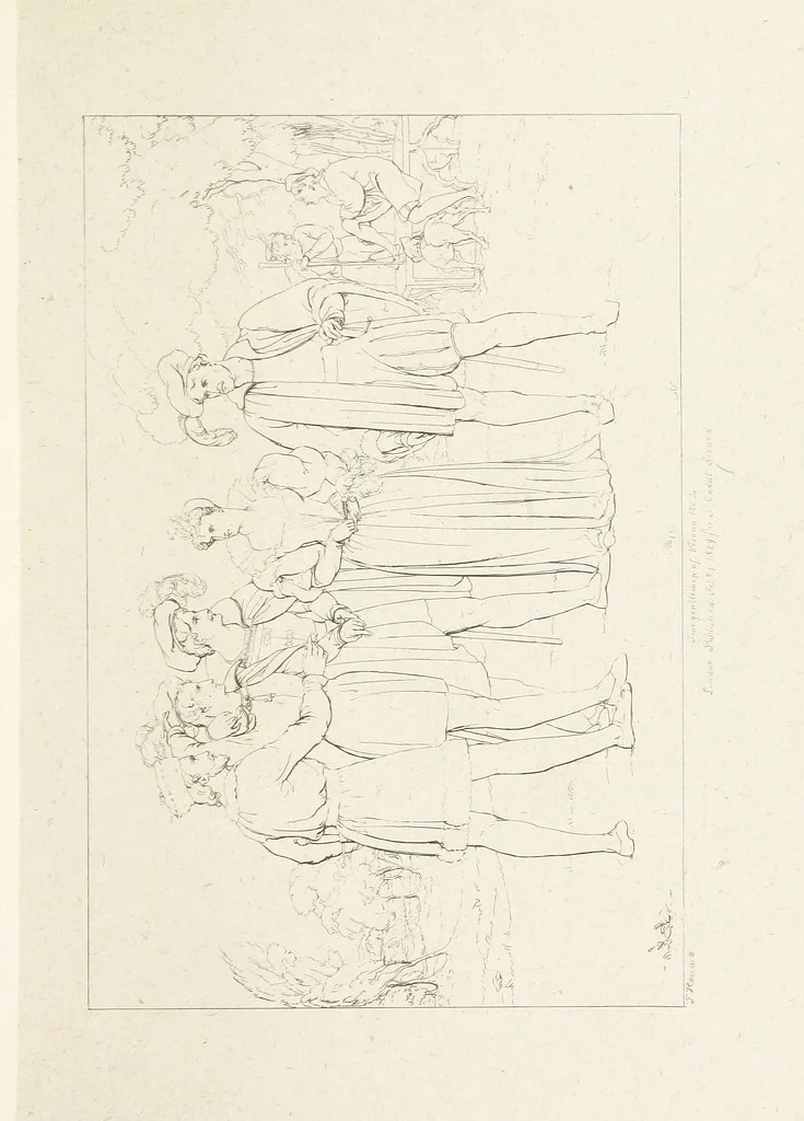 An illustration from The Spirit of the Plays of Shakspeare exhibited in a Series of Outline Plates, illustrative of the story of each play ... With quotations and descriptions. L.P, 1833, leaf 89