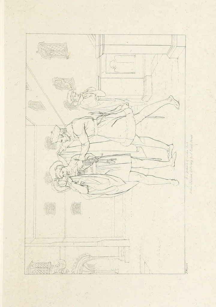 An illustration from The Spirit of the Plays of Shakspeare exhibited in a Series of Outline Plates, illustrative of the story of each play ... With quotations and descriptions. L.P, 1833, leaf 93